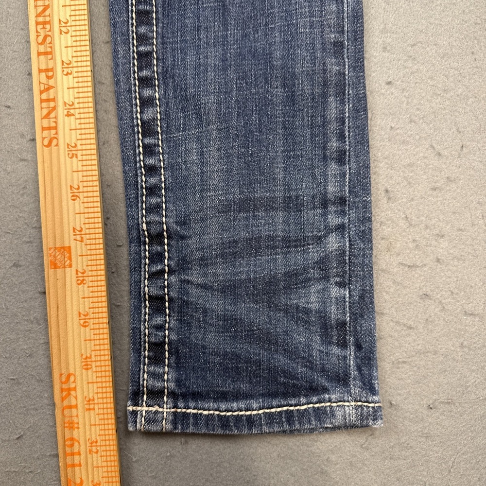 ROCK REVIVAL JEANS WOMENS 27/32 Celine SKINNY Studs Flap THICK STITCH WHISKERING - Picture 5 of 9